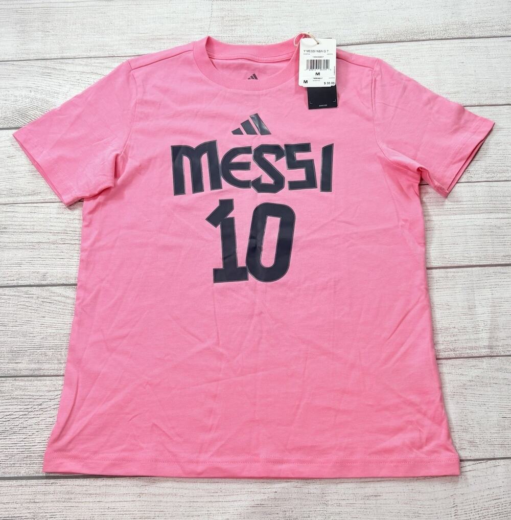 Adidas Lionel Messi Inter Miami CF Player Tee T-shirt Pink Size Youth Medium